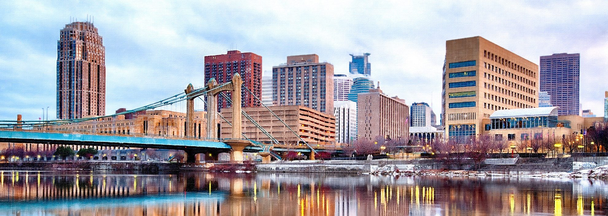 Downtown Minneaoplis with Hennepin Avenue Bridge